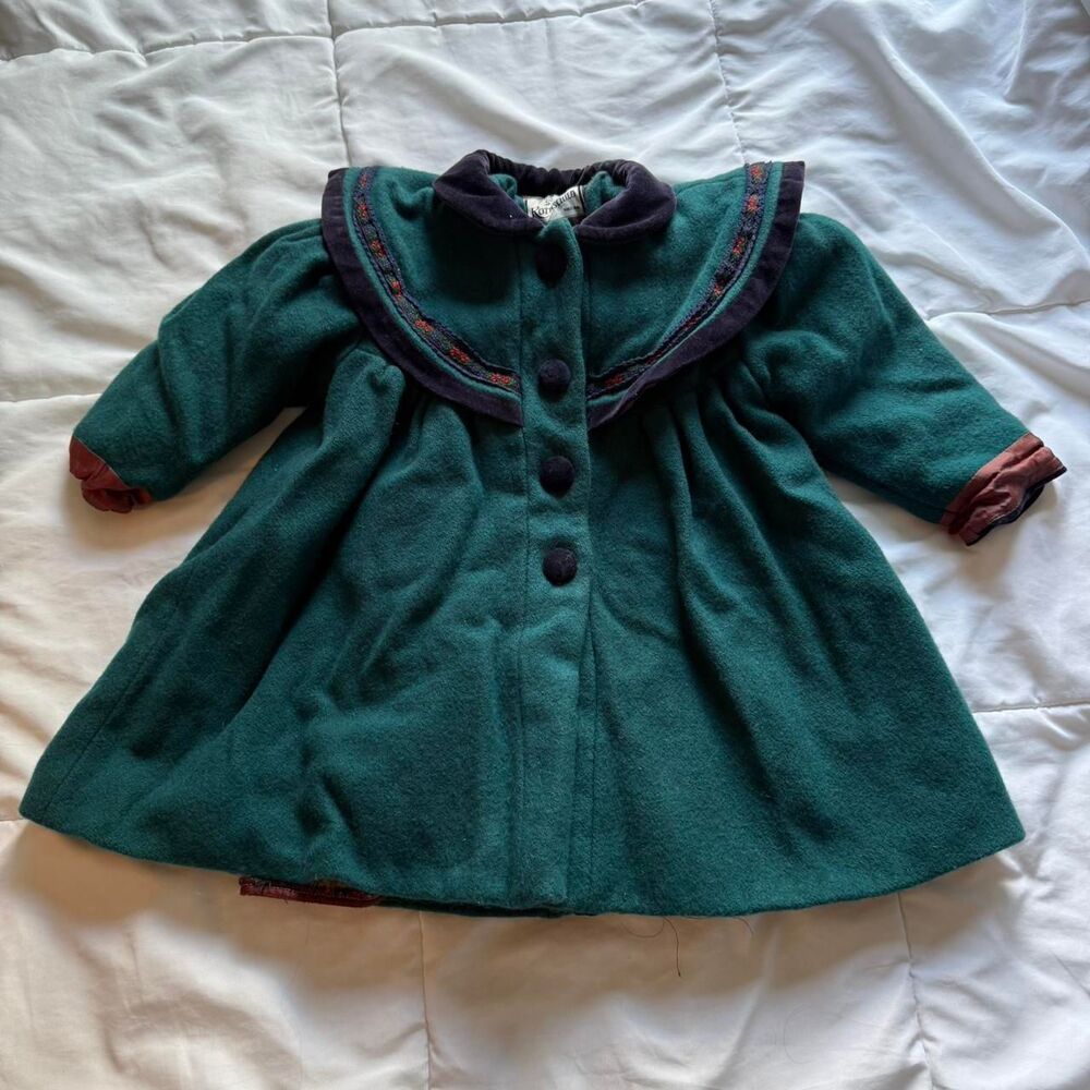 Rothschild Wool Coat Green Red Vintage Union Made USA Girls